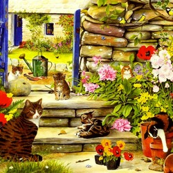 Jigsaw puzzle: Kittens at the gate