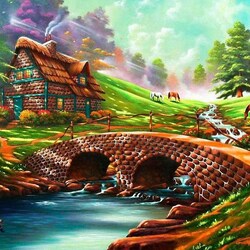 Jigsaw puzzle: Landscape with a bridge