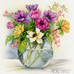 Jigsaw puzzle: Anemones in a vase