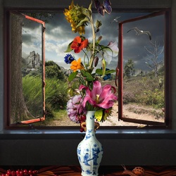 Jigsaw puzzle: Bouquet in the window