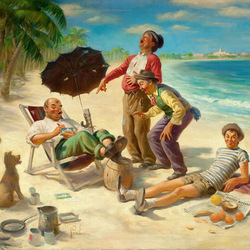 Jigsaw puzzle: Tramps on the beach
