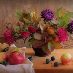Jigsaw puzzle: Asters and fruits