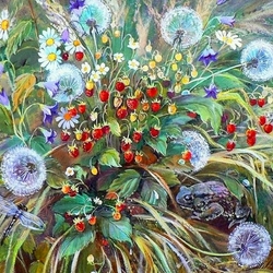 Jigsaw puzzle: Dandelions with strawberries