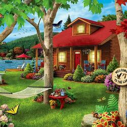 Jigsaw puzzle: House by the lake
