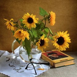 Jigsaw puzzle: Still life with sunflowers