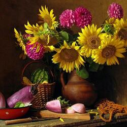 Jigsaw puzzle: Sunflowers and eggplants