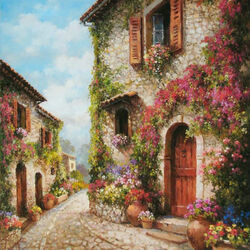 Jigsaw puzzle: Along the flowering street