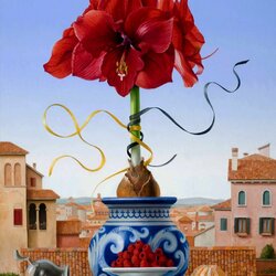 Jigsaw puzzle: Hippeastrum against the sky