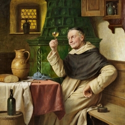 Jigsaw puzzle: Monk with a glass of wine