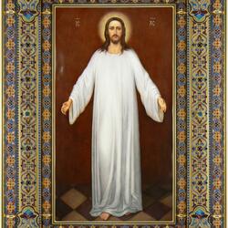 Jigsaw puzzle: Icon of the Savior in white robes.
