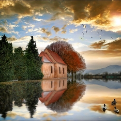 Jigsaw puzzle: House in the middle of the lake