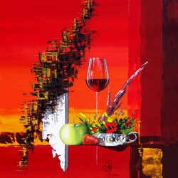 Jigsaw puzzle: Still life on a red background