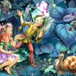 Jigsaw puzzle: Fairy. elf and snail