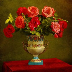 Jigsaw puzzle: Roses in a Greek vase