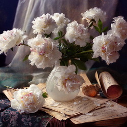 Jigsaw puzzle: Still life with white peonies