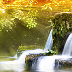 Jigsaw puzzle: Waterfall in the sun