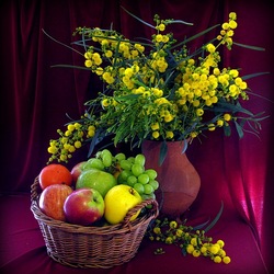 Jigsaw puzzle: Mimosa and apples