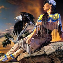 Jigsaw puzzle: Indian woman and eagle
