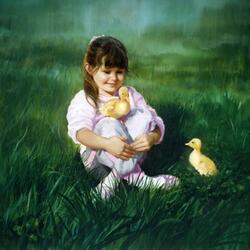 Jigsaw puzzle: Girl and ducklings