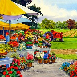 Jigsaw puzzle: Sale of flowers