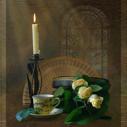 Jigsaw puzzle: Candle and roses