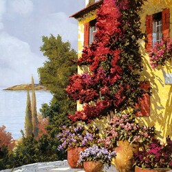 Jigsaw puzzle: Pink flowers and yellow walls