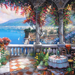 Jigsaw puzzle: Terrace over the sea