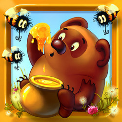 Jigsaw puzzle: Bear loves honey very much