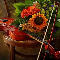Jigsaw puzzle: Flowers and violin