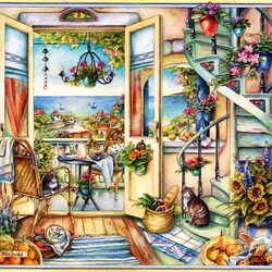 Jigsaw puzzle: Cozy house with sea view