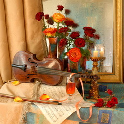 Jigsaw puzzle: Roses and violin
