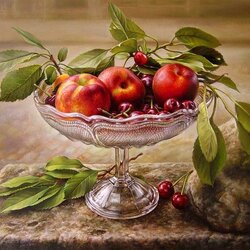 Jigsaw puzzle: Still life with nectarines and cherries