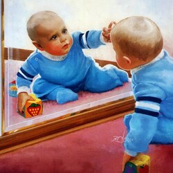 Jigsaw puzzle: Kid at the mirror