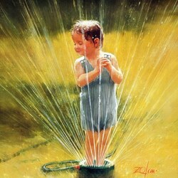 Jigsaw puzzle: Boy and fountain