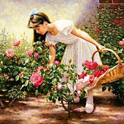 Jigsaw puzzle: Girl with roses