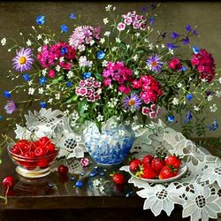 Jigsaw puzzle: Still life of flowers and berries