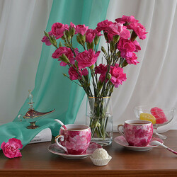 Jigsaw puzzle: Bouquet of pink carnations
