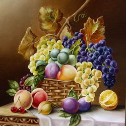 Jigsaw puzzle: Still life with grapes and fruits