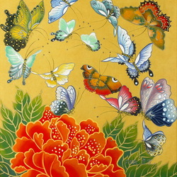 Jigsaw puzzle: Flower and butterflies