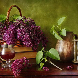 Jigsaw puzzle: Still life with lilacs and wine