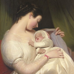 Jigsaw puzzle: Portrait of the artist's wife with her daughter