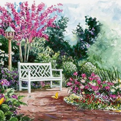 Jigsaw puzzle: Bench in the garden