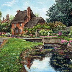 Jigsaw puzzle: Houses by the pond