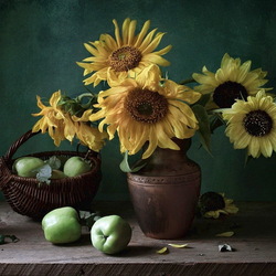 Jigsaw puzzle: Sunflowers and apples