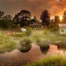 Jigsaw puzzle: Early morning in the village