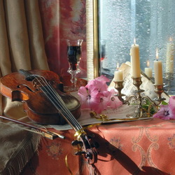 Jigsaw puzzle: Flowers and violin