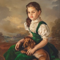 Jigsaw puzzle: Girl with dog