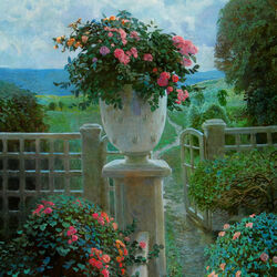 Jigsaw puzzle: Stone vase at the gate