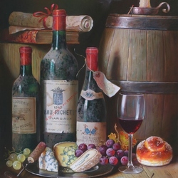 Jigsaw puzzle: Wine with cheese