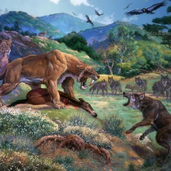 Jigsaw puzzle: Wolves vs saber-toothed lions